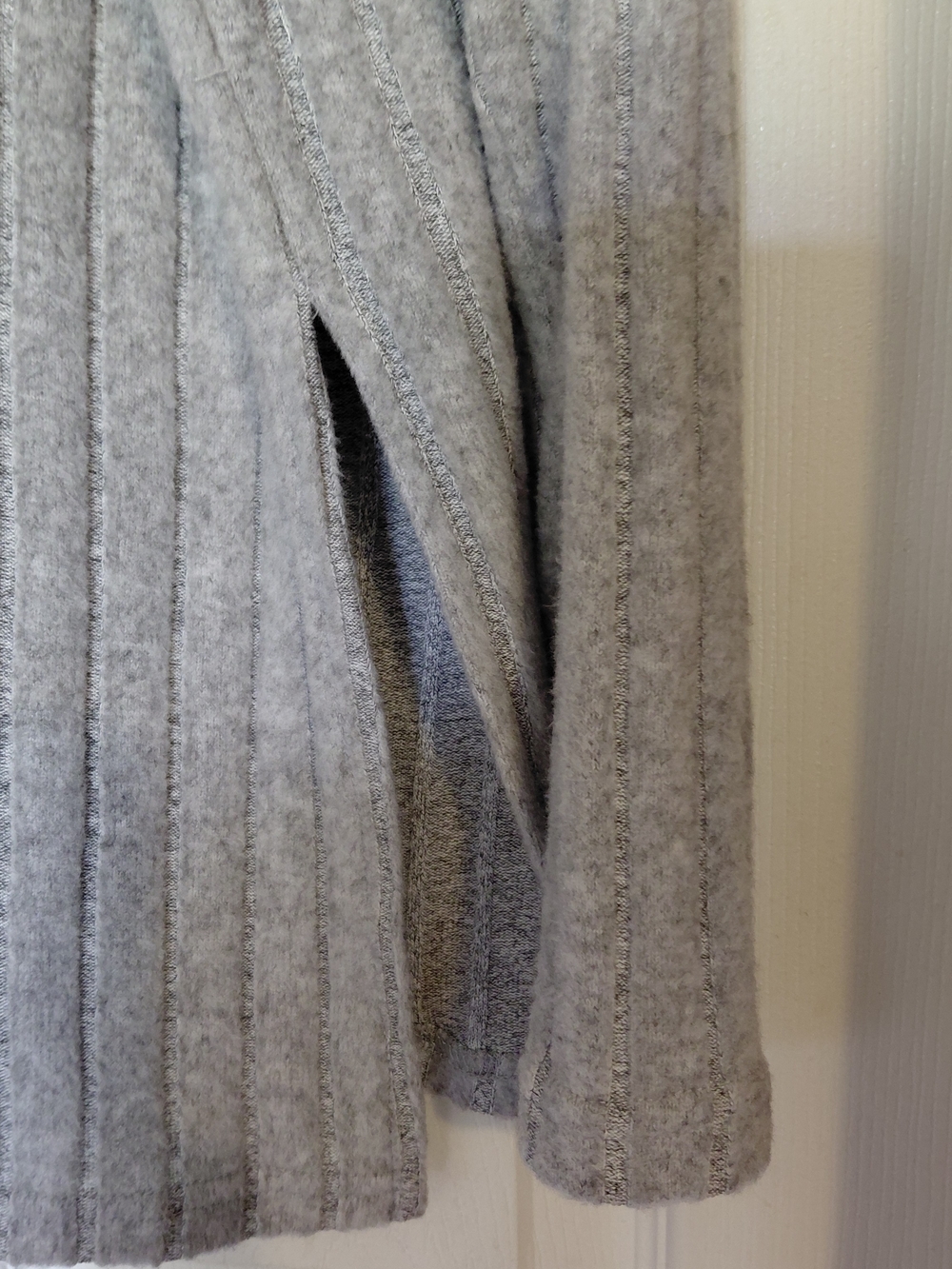 Women's Grey Ribbed Knit Sweater - Picture 2 of 4